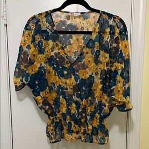 Floral Chiffon Blouse - Multicolor